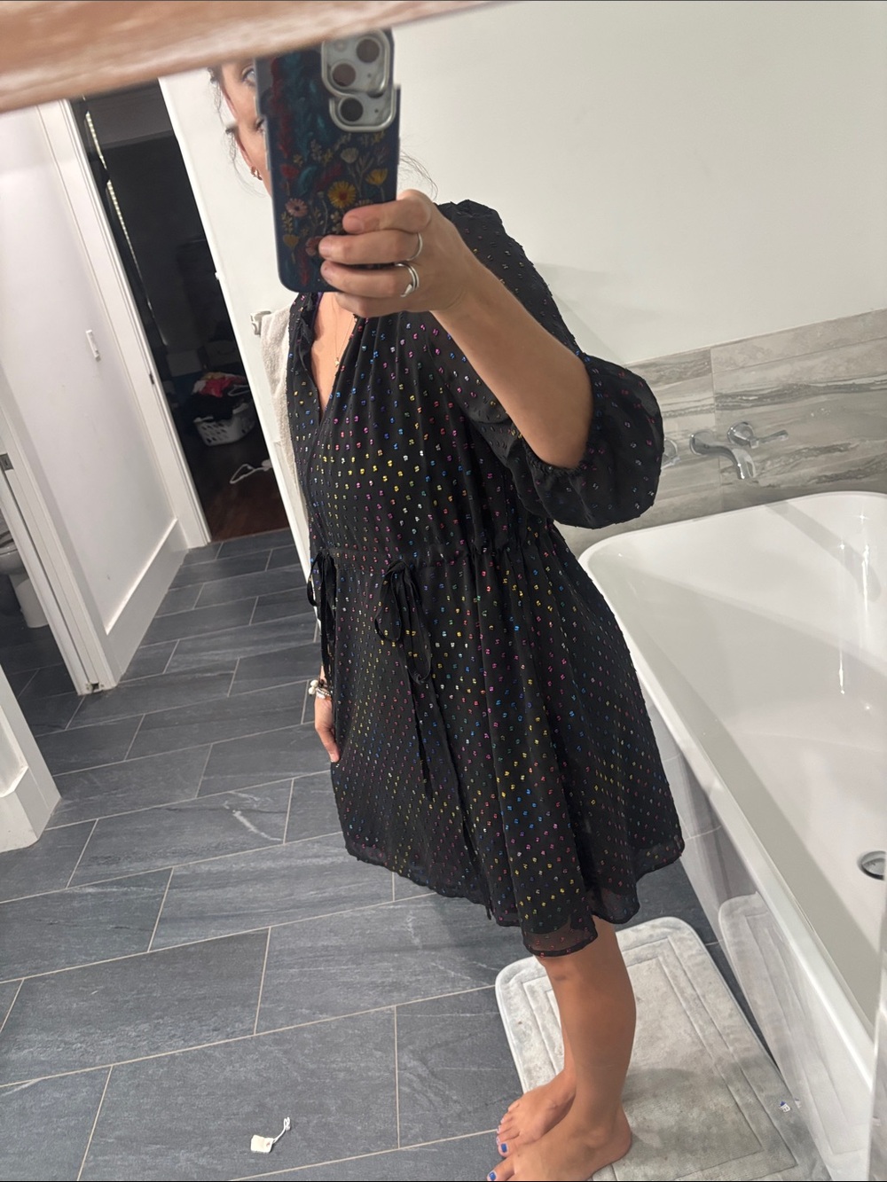 Draper James Black Dress with Multicolor Swiss Dots - Picture 8 of 8